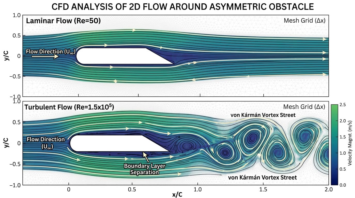 Flow state with streamlines around an obstacle